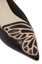 حذاء باليرينا بيبي جلد بتصميم فراشة وكعب مسطح